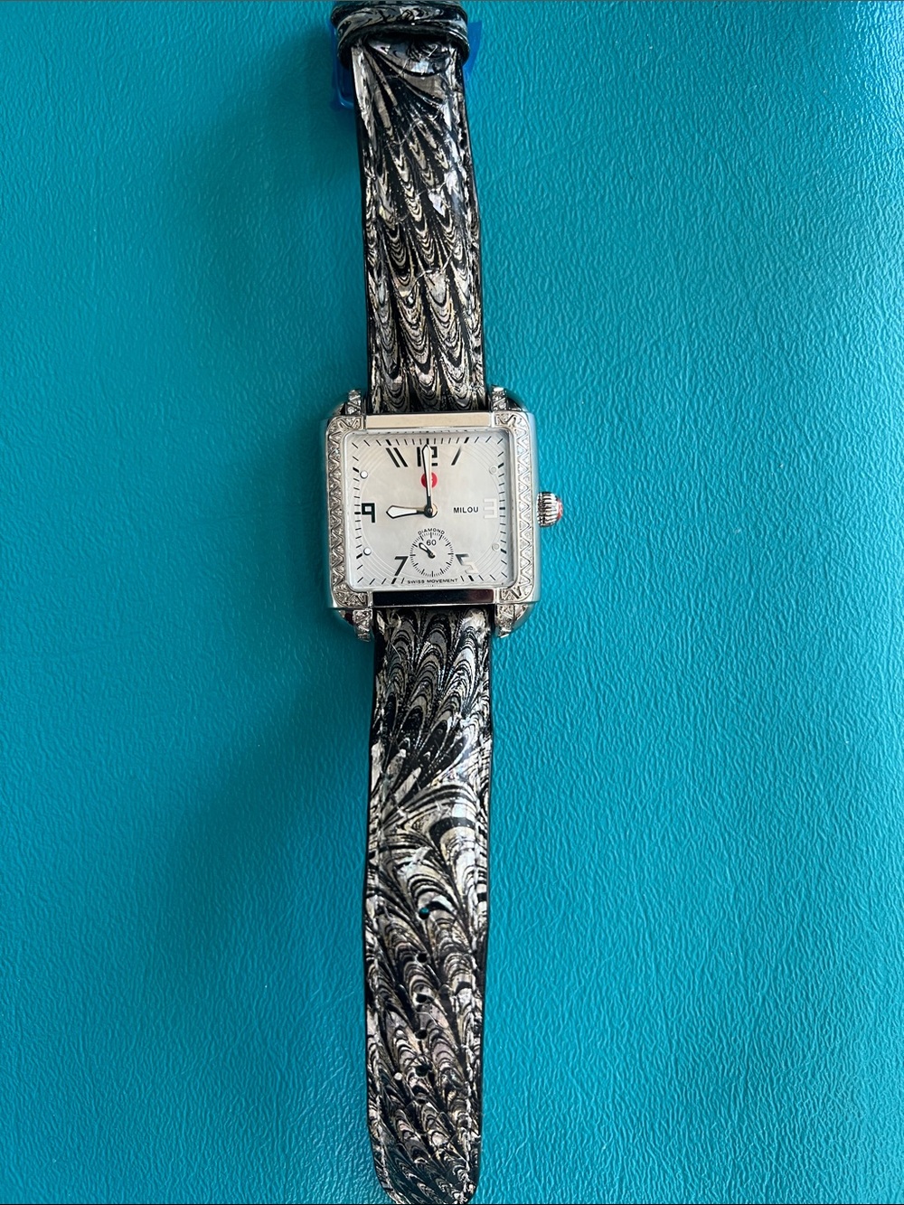 Michele Milou Diamond Mother of Pearl Square Watch MW15A01A2025